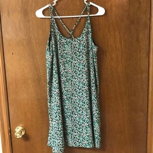 Green Summer Dress, straps cross in the back